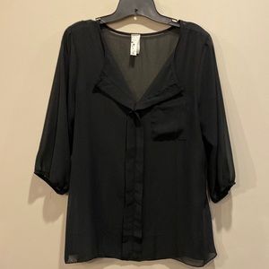 Topia black sheer blouse XL